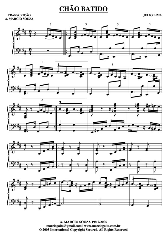 Partitura da música Chão Batido v.2