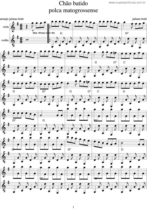 Partitura da música Chão Batido