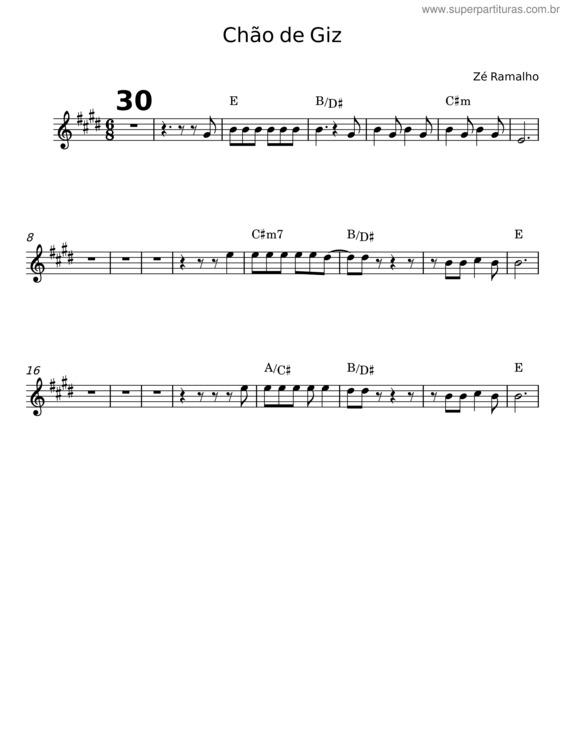 Partitura da música Chao De Giz – Zé Ramalho