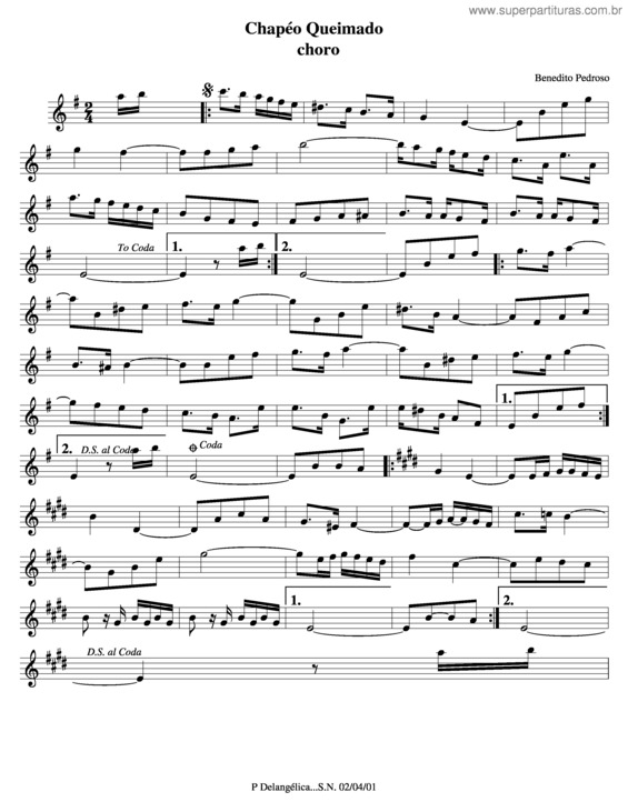 Partitura da música Chapéo Queimado