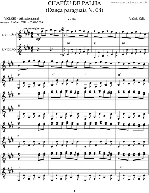 Partitura da música Chapéu De Palha