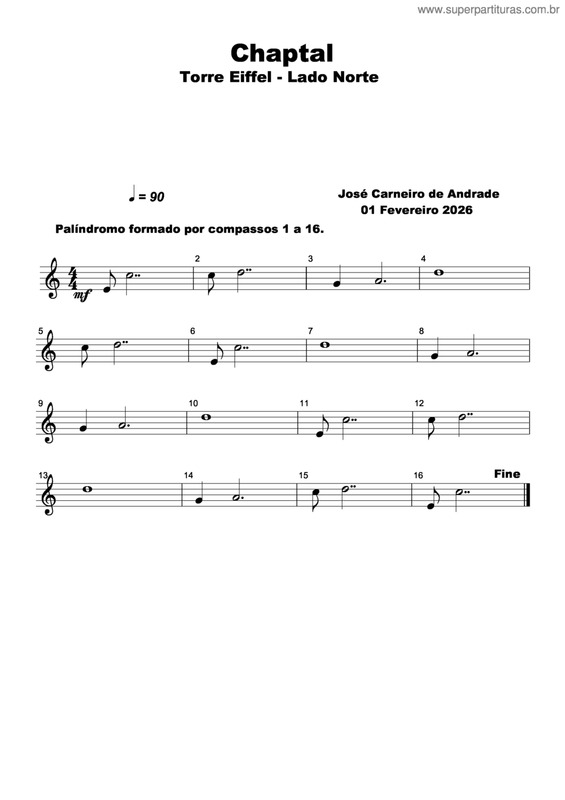 Partitura da música Chaptal