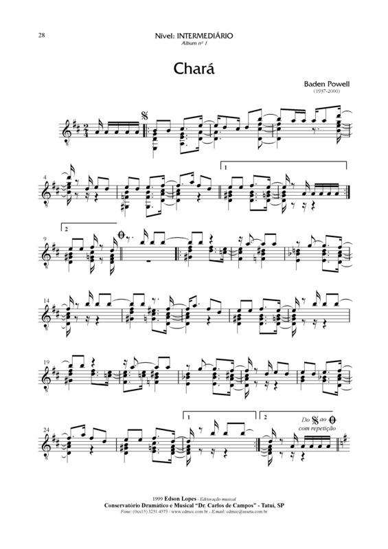 Partitura da música Chará v.2