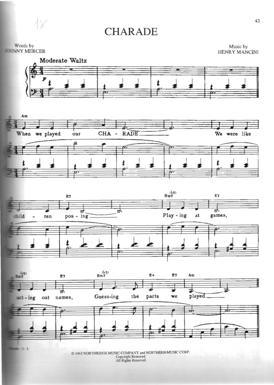 Partitura da música Charade v.2