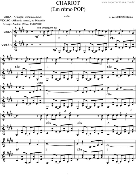 Partitura da música Chariot