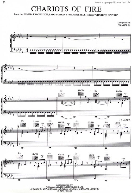 Partitura da música Chariots Of Fire v.4