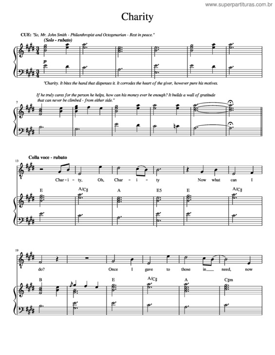 Partitura da música Charity