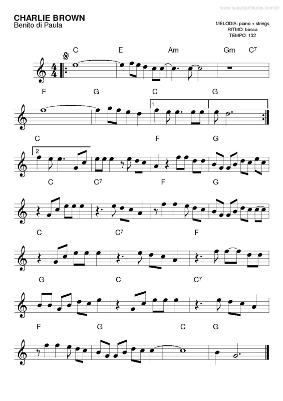 Partitura da música Charlie Brown