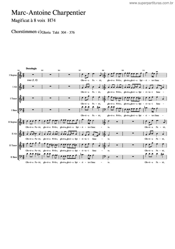Partitura da música Charpentier – Magnificat H74 –   Chorstimmen C) Gloria