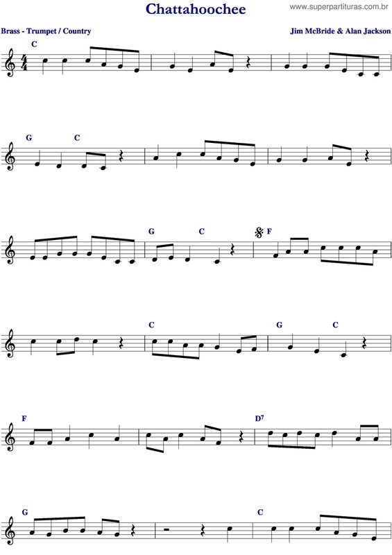 Partitura da música Chattahoochee v.2