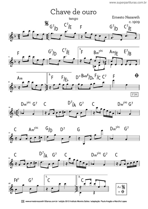 Partitura da música Chave De Ouro