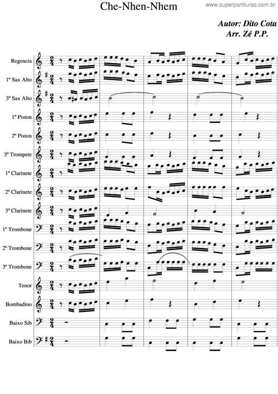 Partitura da música Che-Nhen-Nhem