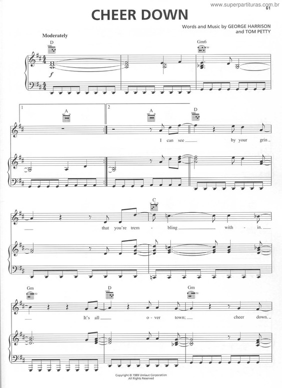 Partitura da música Cheer Down