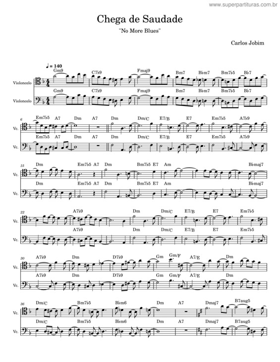 Partitura da música Chega De Saudade – Antônio Carlos Jobim