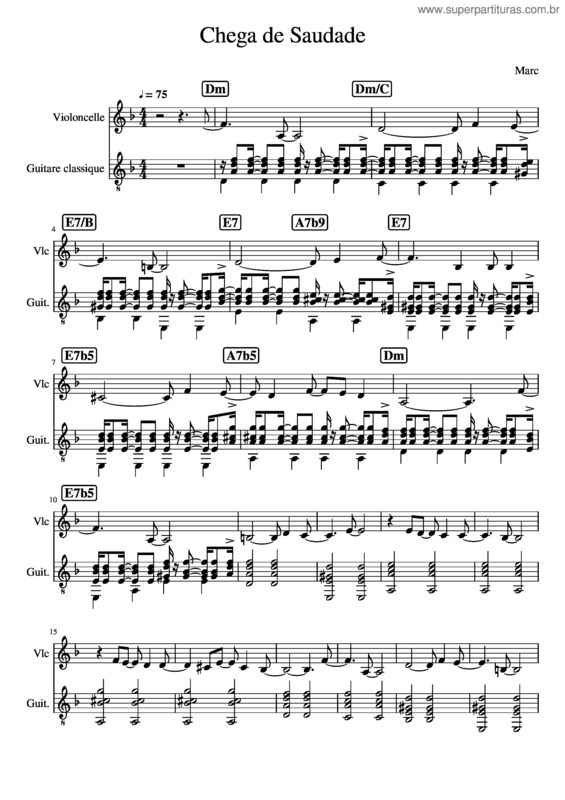 Partitura da música Chega De Saudade Accords