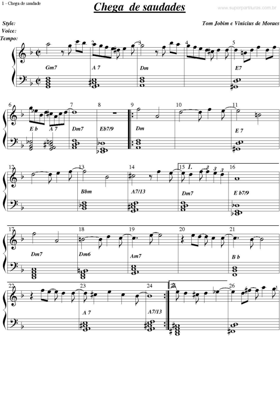 Partitura da música Chega de Saudade v.4