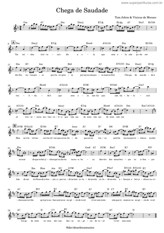 Partitura da música Chega De Saudade v.60