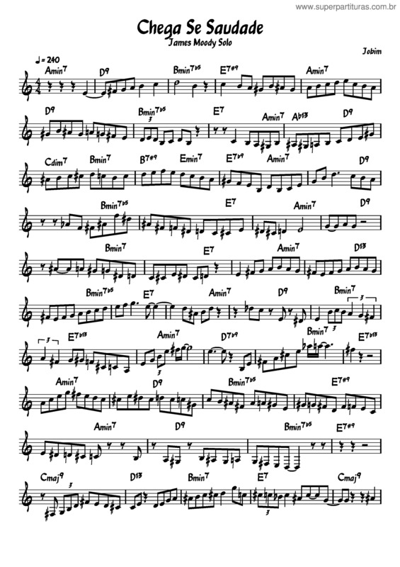 Partitura da música Chega Se Saudade