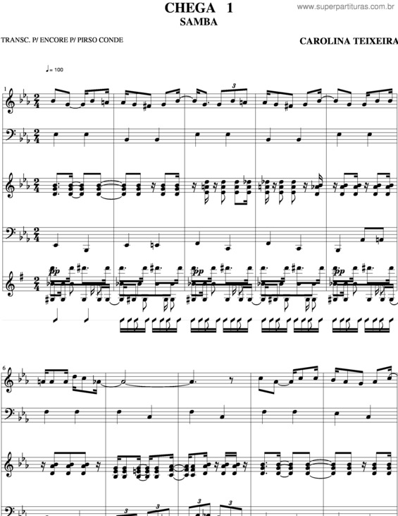 Partitura da música Chega v.2