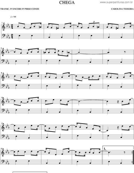 Partitura da música Chega v.3