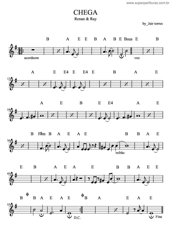 Partitura da música Chega v.4