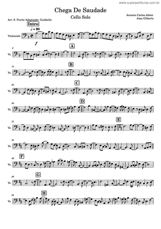 Partitura da música Chega_De_Saudade__Antnio_Carlos_Jobim Cello Solo