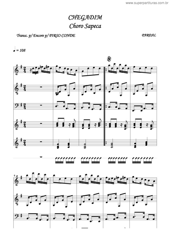 Partitura da música Chegadim v.2