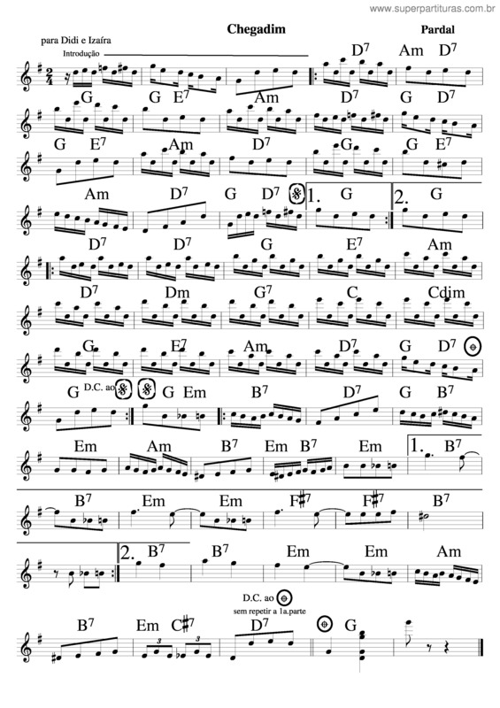 Partitura da música Chegadim