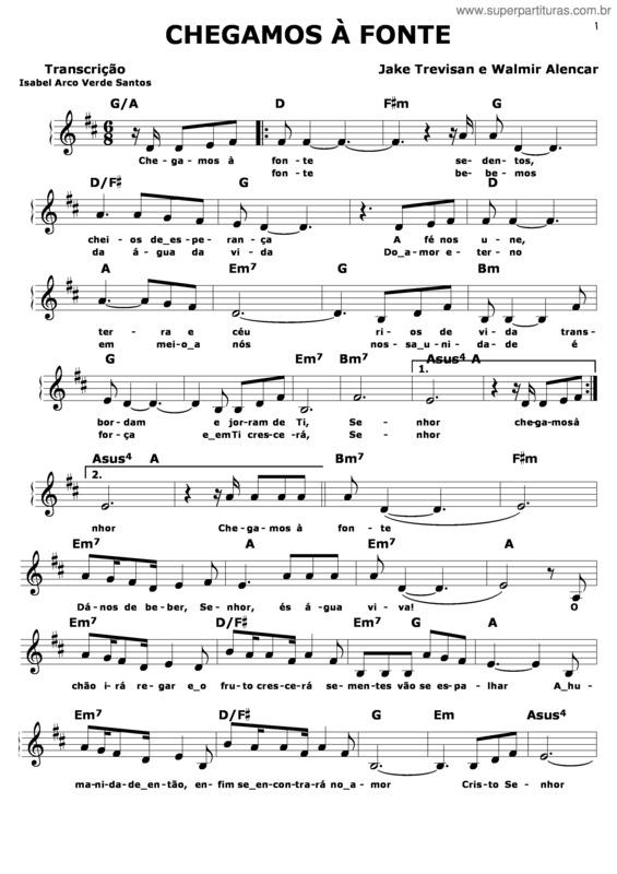 Partitura da música Chegamos à Fonte