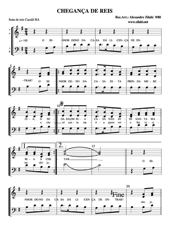 Partitura da música Chegança De Reis