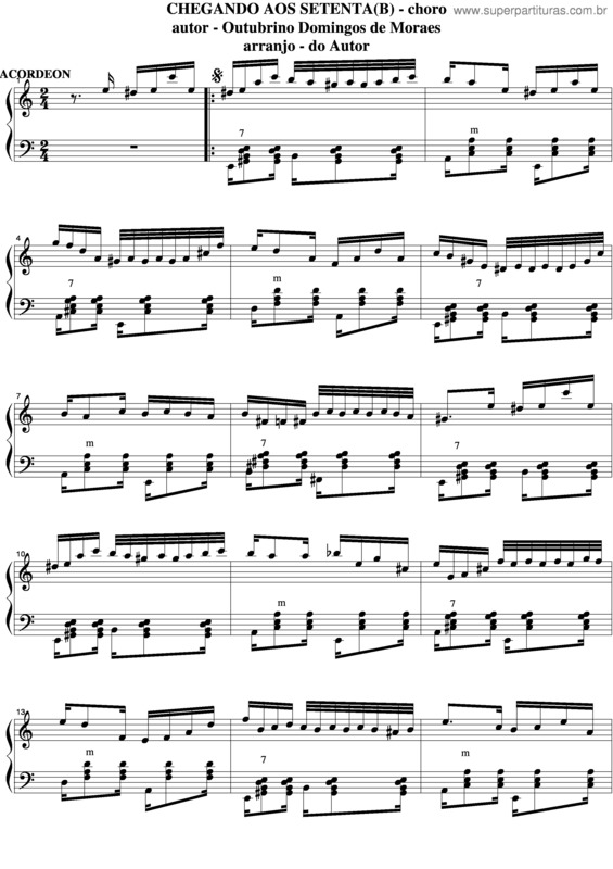 Partitura da música Chegando Aos Setenta v.3