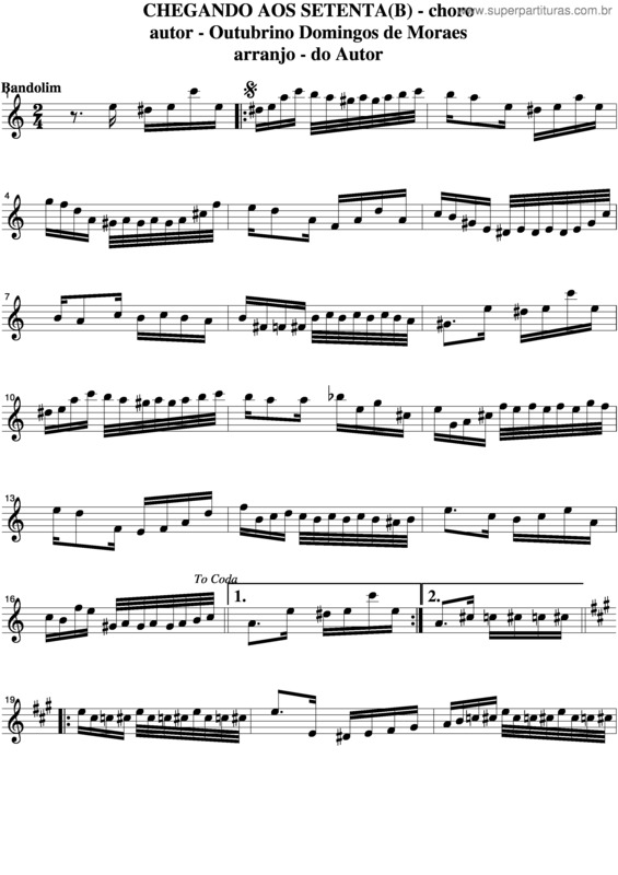 Partitura da música Chegando Aos Setenta v.4