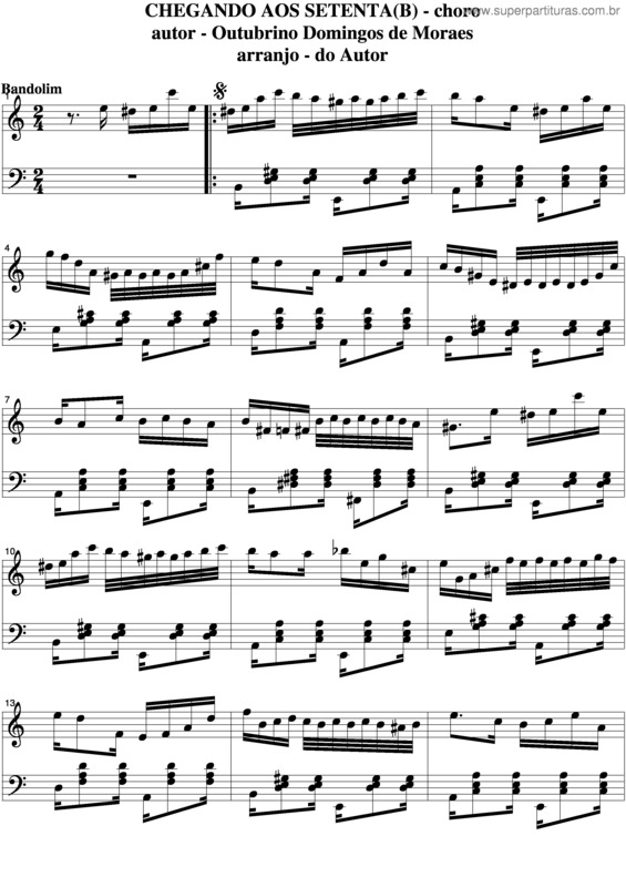 Partitura da música Chegando Aos Setenta v.5