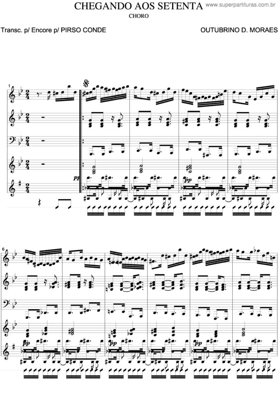 Partitura da música Chegando Aos Setenta