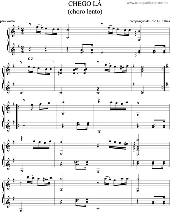 Partitura da música Chego Lá