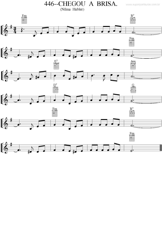 Partitura da música Chegou a brisa