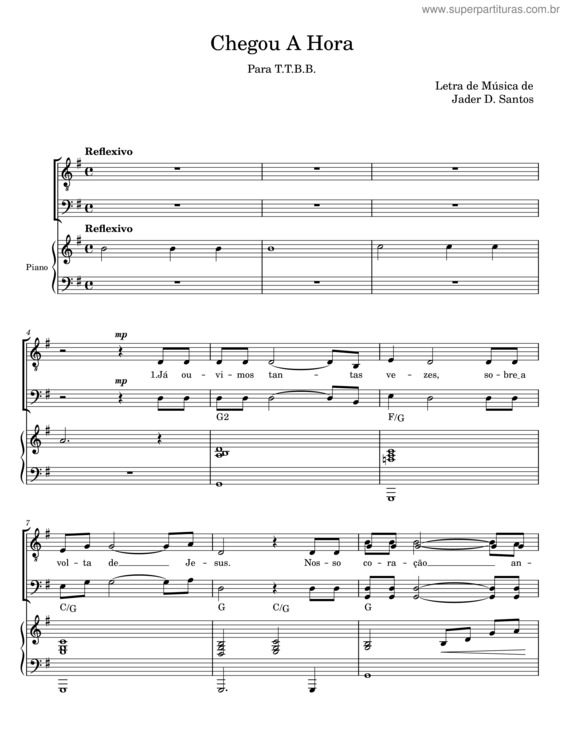Partitura da música Chegou A Hora – Jader D. Santos