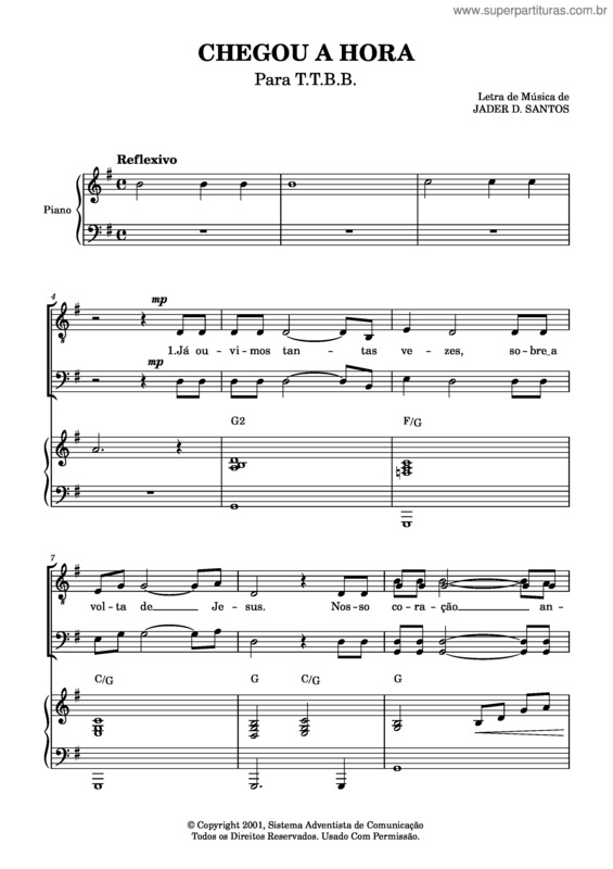 Partitura da música Chegou A Hora