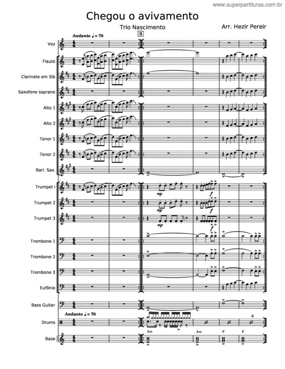 Partitura da música Chegou O Avivamento – Trio Nascimento