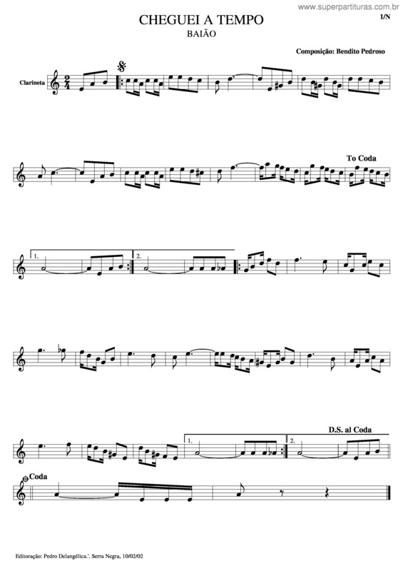 Partitura da música Cheguei A Tempo