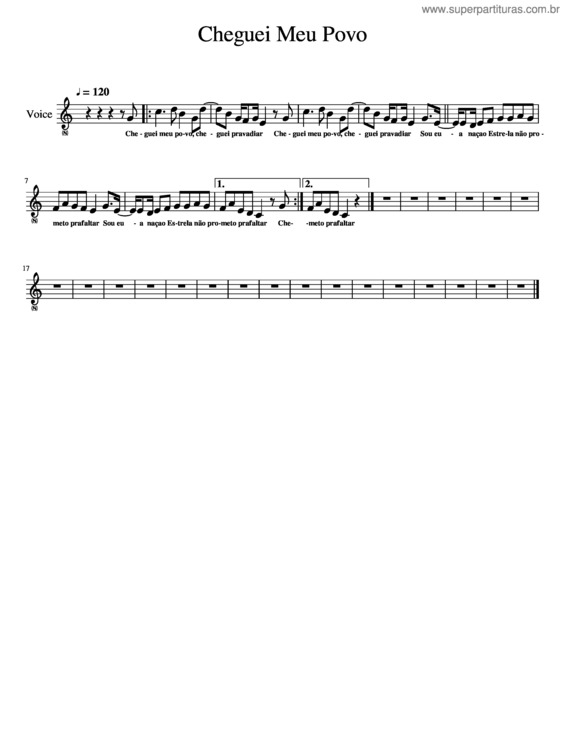 Partitura da música Cheguei Meu Povo