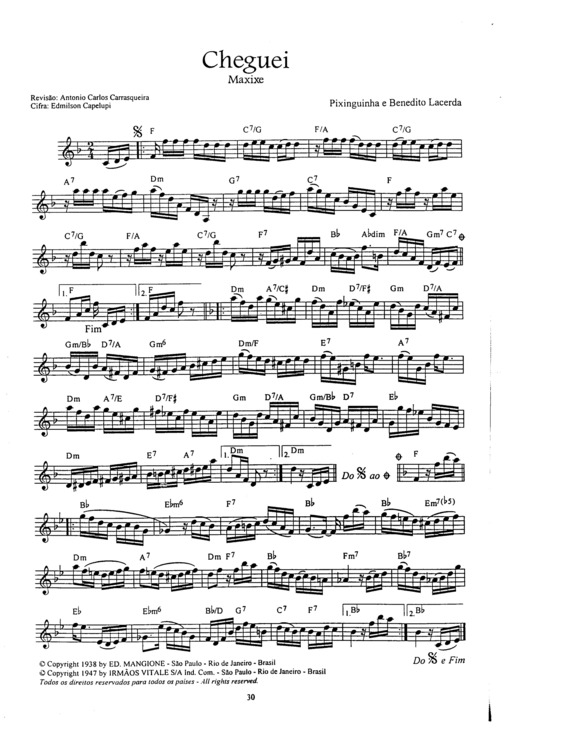 Partitura da música Cheguei v.12