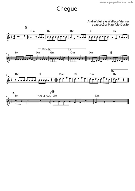 Partitura da música Cheguei v.13