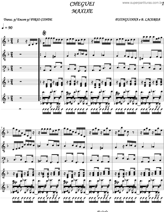 Partitura da música Cheguei v.6