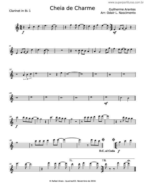 Partitura da música Cheia De Charme – Guilherme Arantes v.3