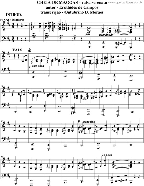 Partitura da música Cheia De Mágoas