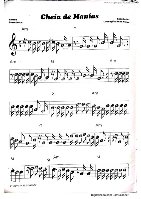 Partitura da música Cheia De Manias