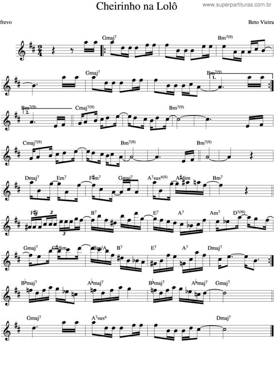 Partitura da música Cheirinho Na Lolô