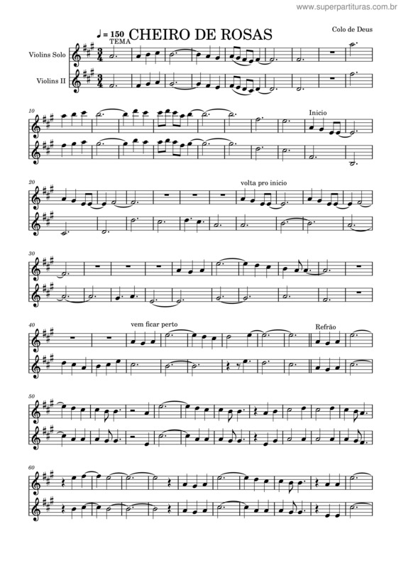 Partitura da música Cheiro De Rosas – Comunidade Colo De Deus v.2