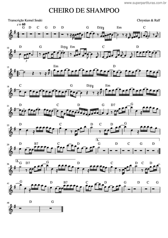 Partitura da música Cheiro De Shampoo – Chrystian & Ralf
